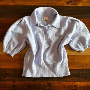 A new day periwinkle blue short puff sleeve sweater small